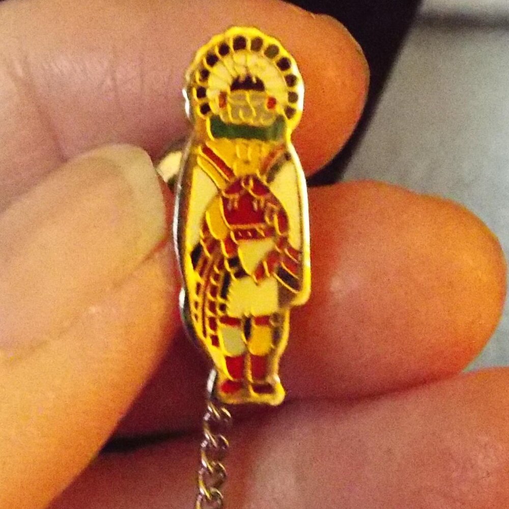 NATIVE AMERICAN IN COLORFUL ENAMEL KACHINA DANCER COSTUME PIN TACK 61